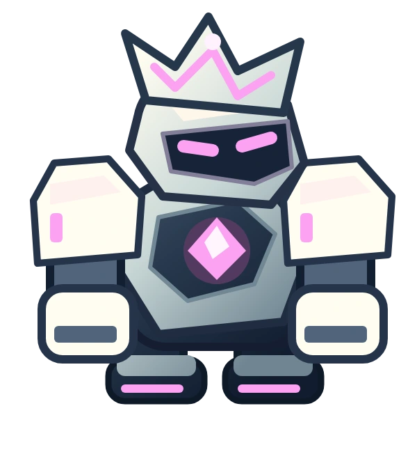 The Warden, a large crowned robot boss